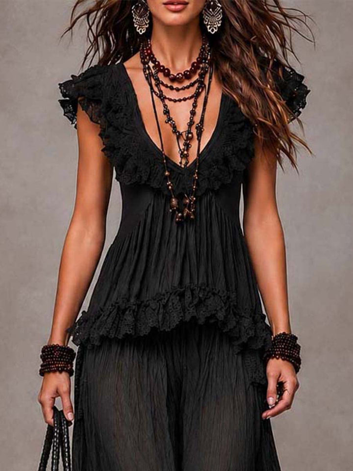Zwart Bohemian V-Hals set