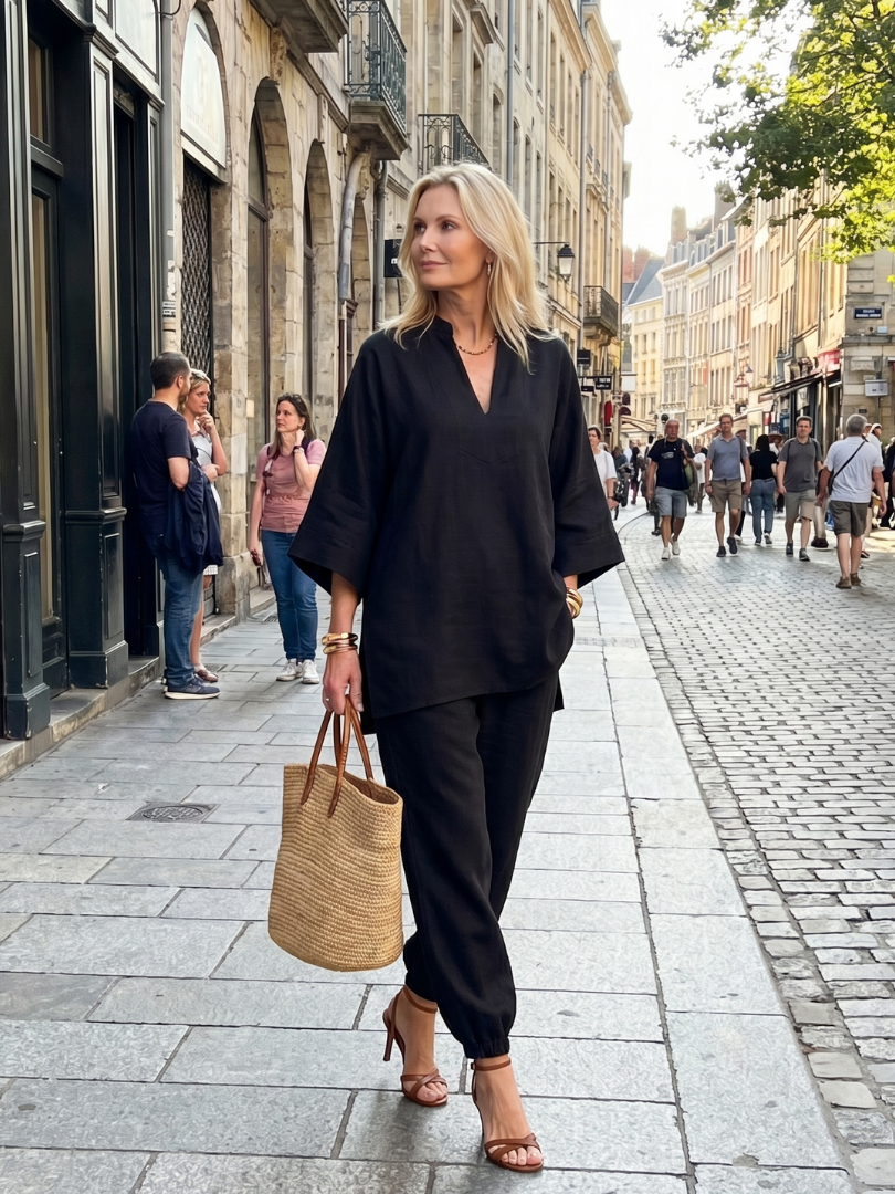 Georgiana | V-hals Tuniek Met Gathered Broek Set