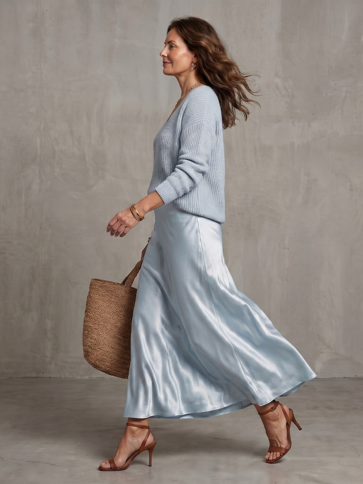 Luciana | Bias Fall Satijnen Rok Brei Laag Set