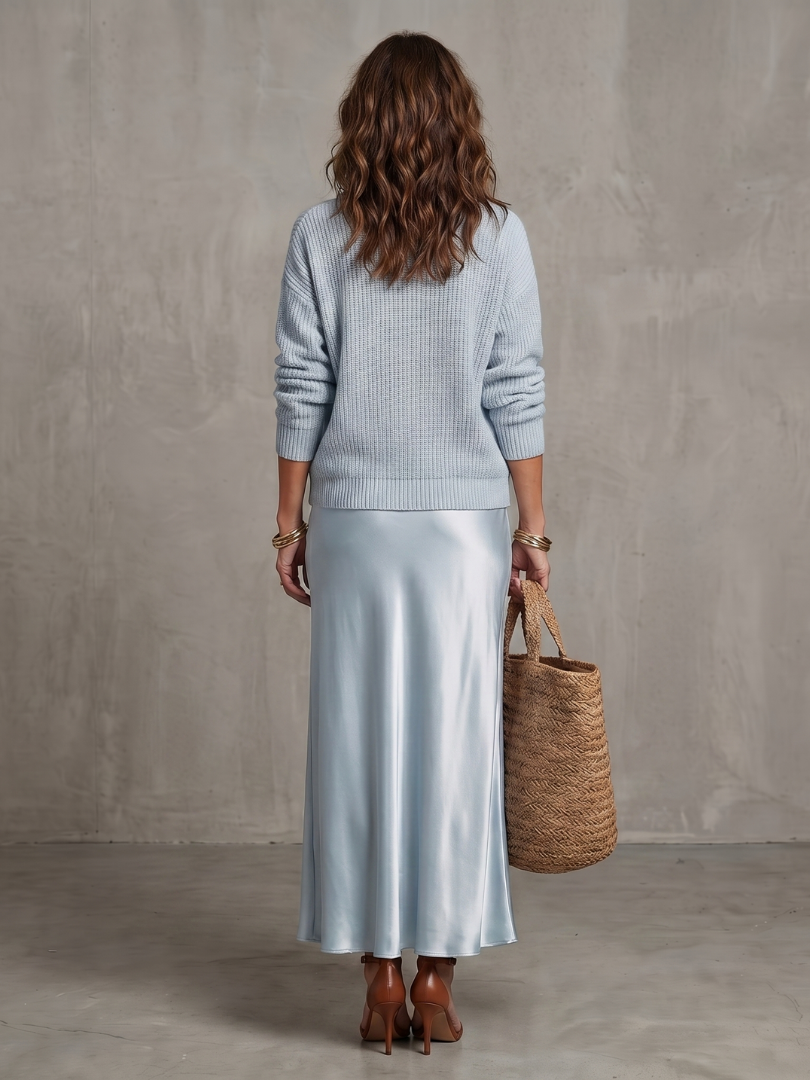 Luciana | Bias Fall Satijnen Rok Brei Laag Set