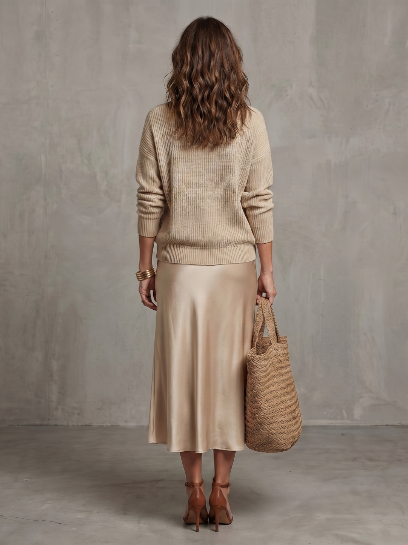 Luciana | Bias Fall Satijnen Rok Brei Laag Set