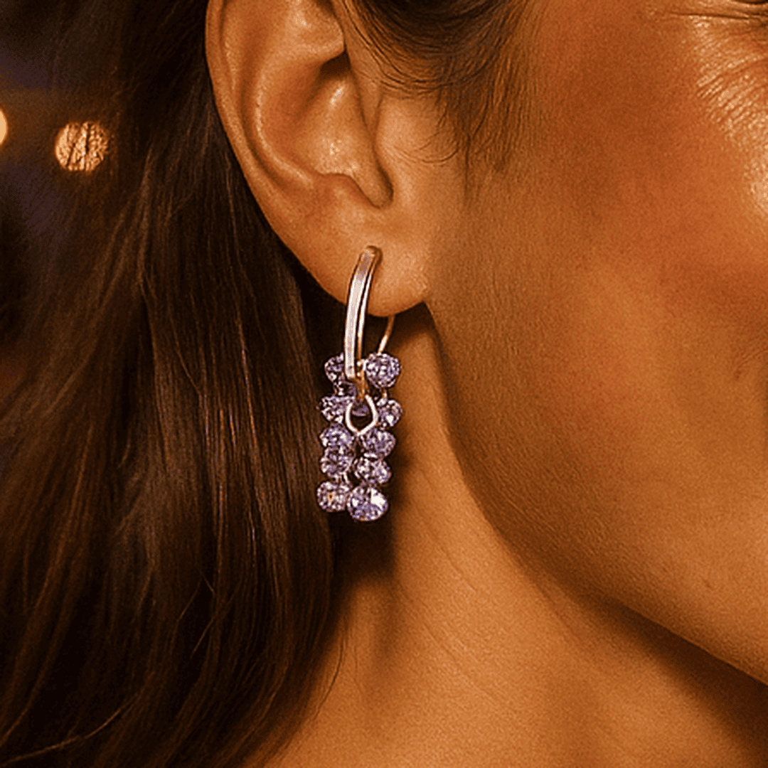 Parel Oorbellen Met Lilac Stenen