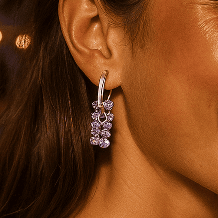 Parel Oorbellen Met Lilac Stenen