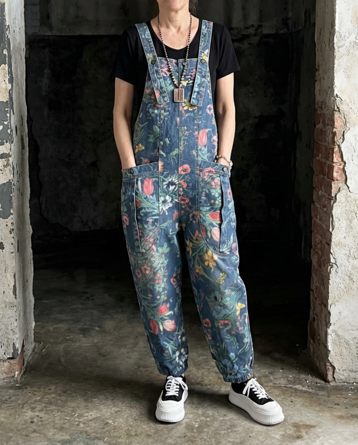 Flora | Bloemenprint Baggy Draagoveralls