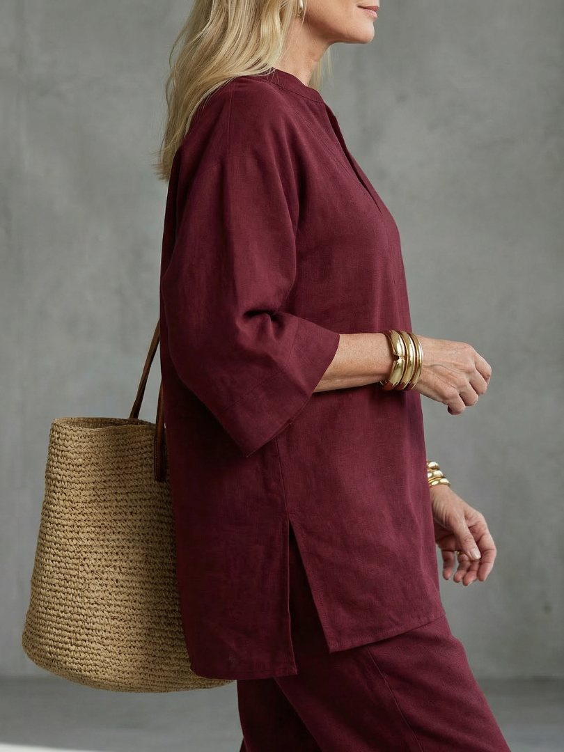 Georgiana | V-hals Tuniek Met Gathered Broek Set