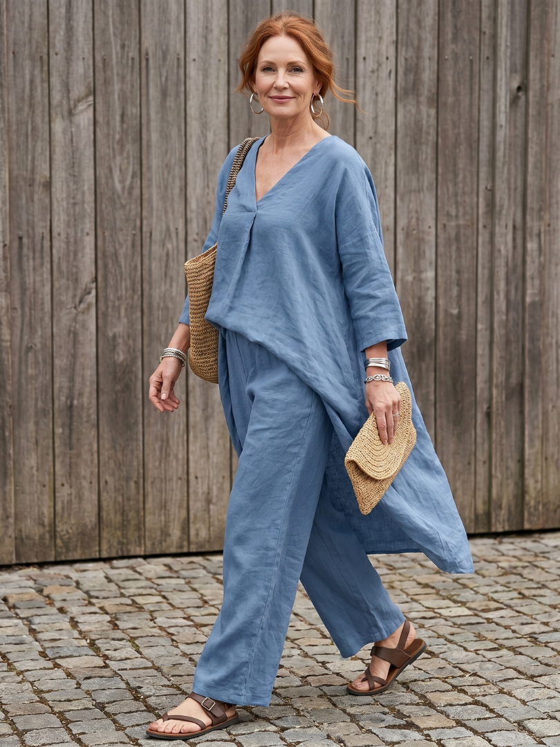 Onyx | Losse Tuniek Top Met Wijde Broek Set
