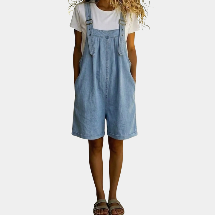 Saylor | Vintage Gewassen Zachte Denim Korte Overall Lichtblauw