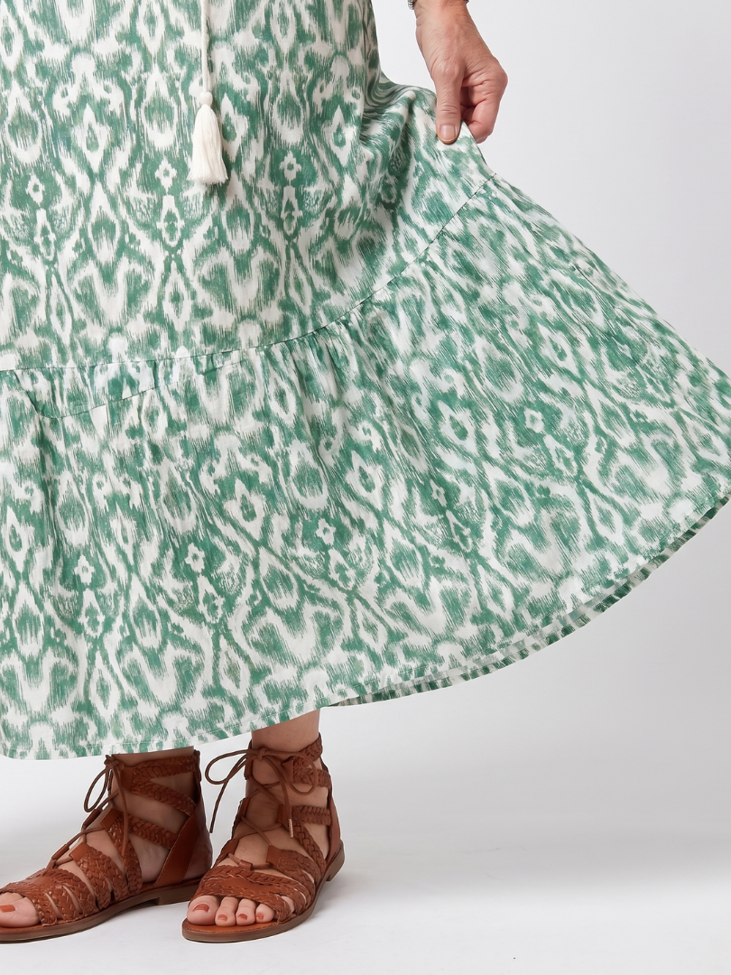 Ilara | Patroon V-hals Tassel Midi Jurk