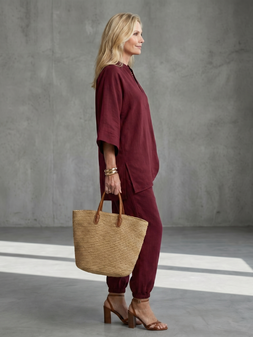 Georgiana | V-hals Tuniek Met Gathered Broek Set