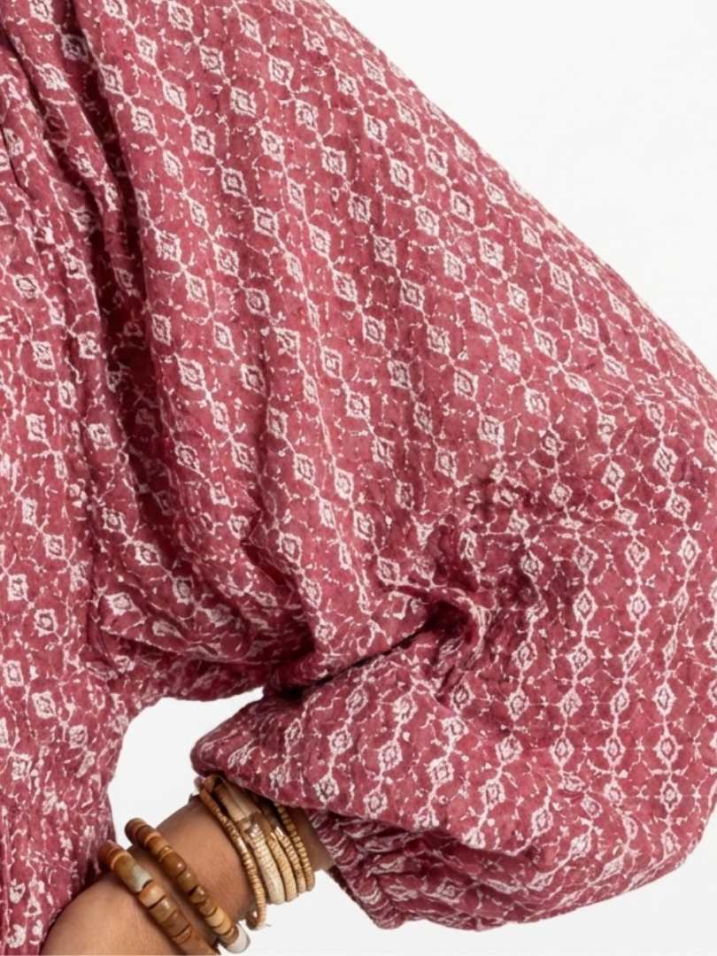 Arlette | Geometrische Print Lange Mouw Midi Jurk