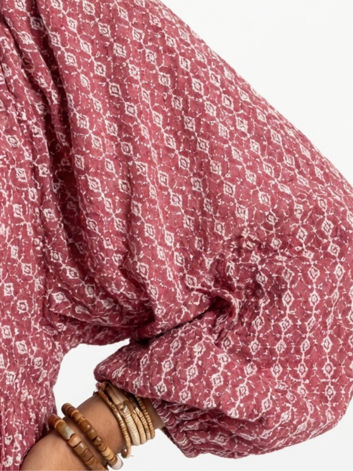Arlette | Geometrische Print Lange Mouw Midi Jurk