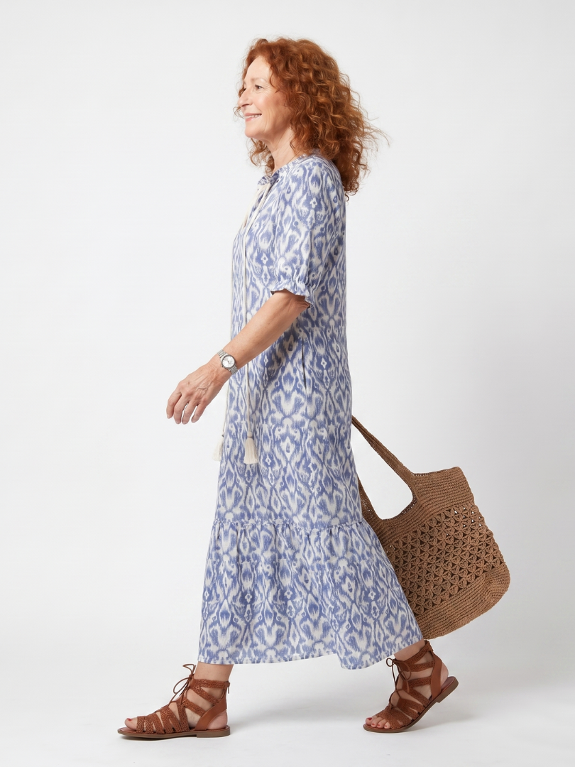 Ottoline | Midi-jurk met franjes en strikdetail