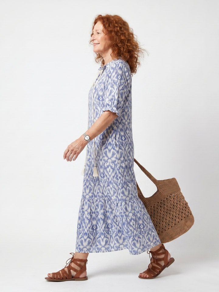 Ottoline | Midi-jurk met franjes en strikdetail