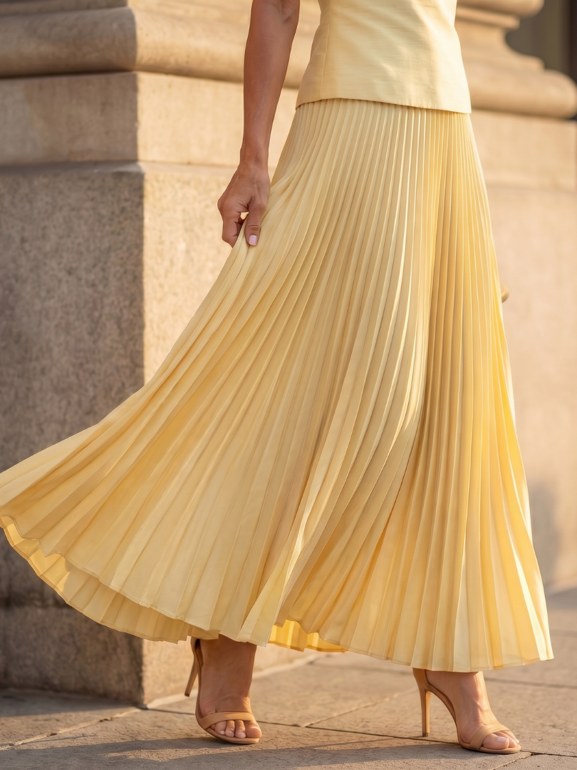 Rhodos | Gestructureerde Mouwloze Bodice met Plissé Rok Set