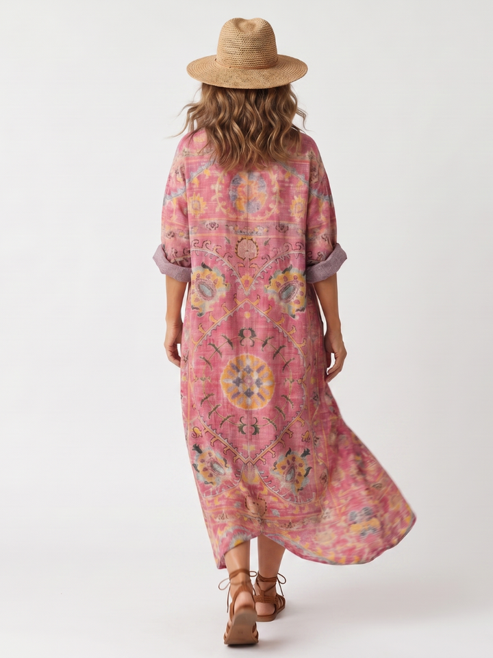 Tilda | Abstracte Print Relaxed Pocket Midi Jurk