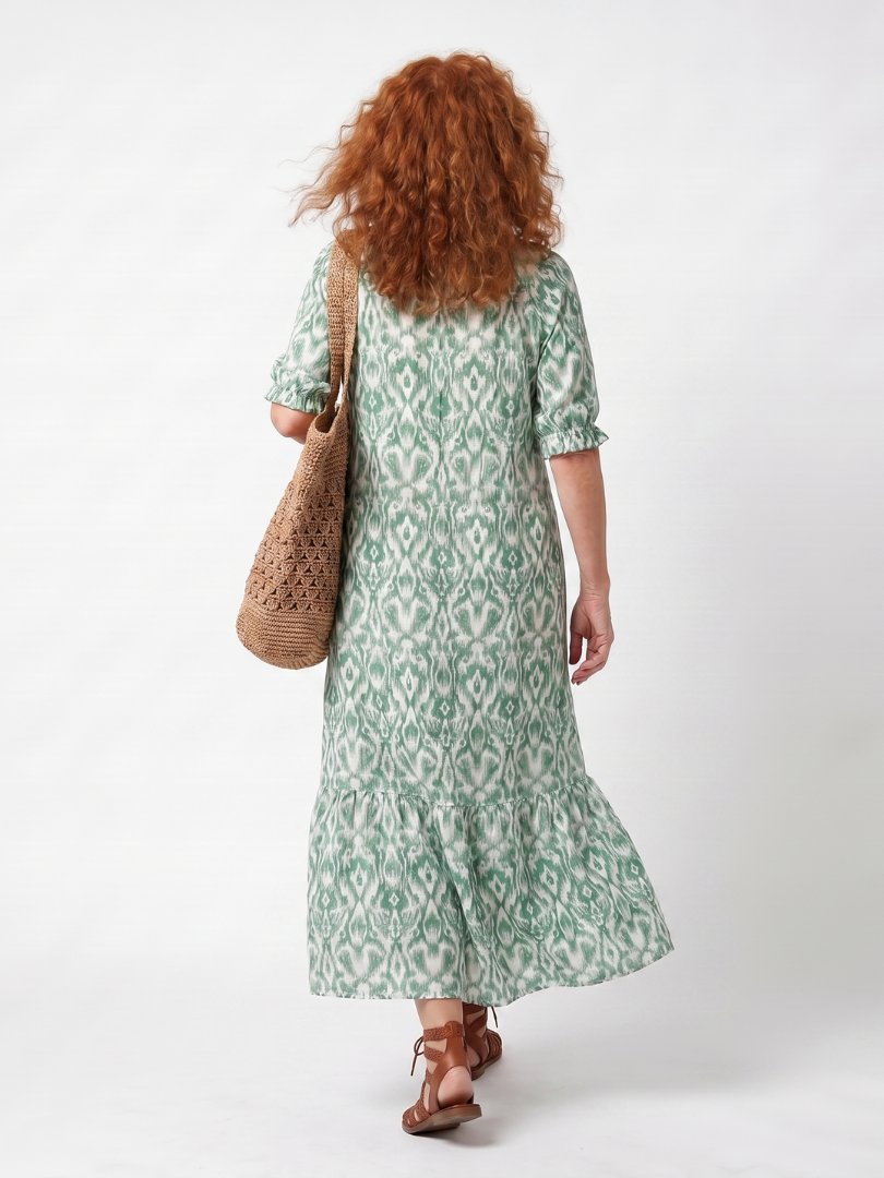 Ilara | Patroon V-hals Tassel Midi Jurk