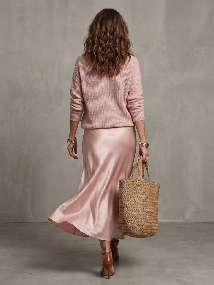 Luciana | Bias Fall Satijnen Rok Brei Laag Set