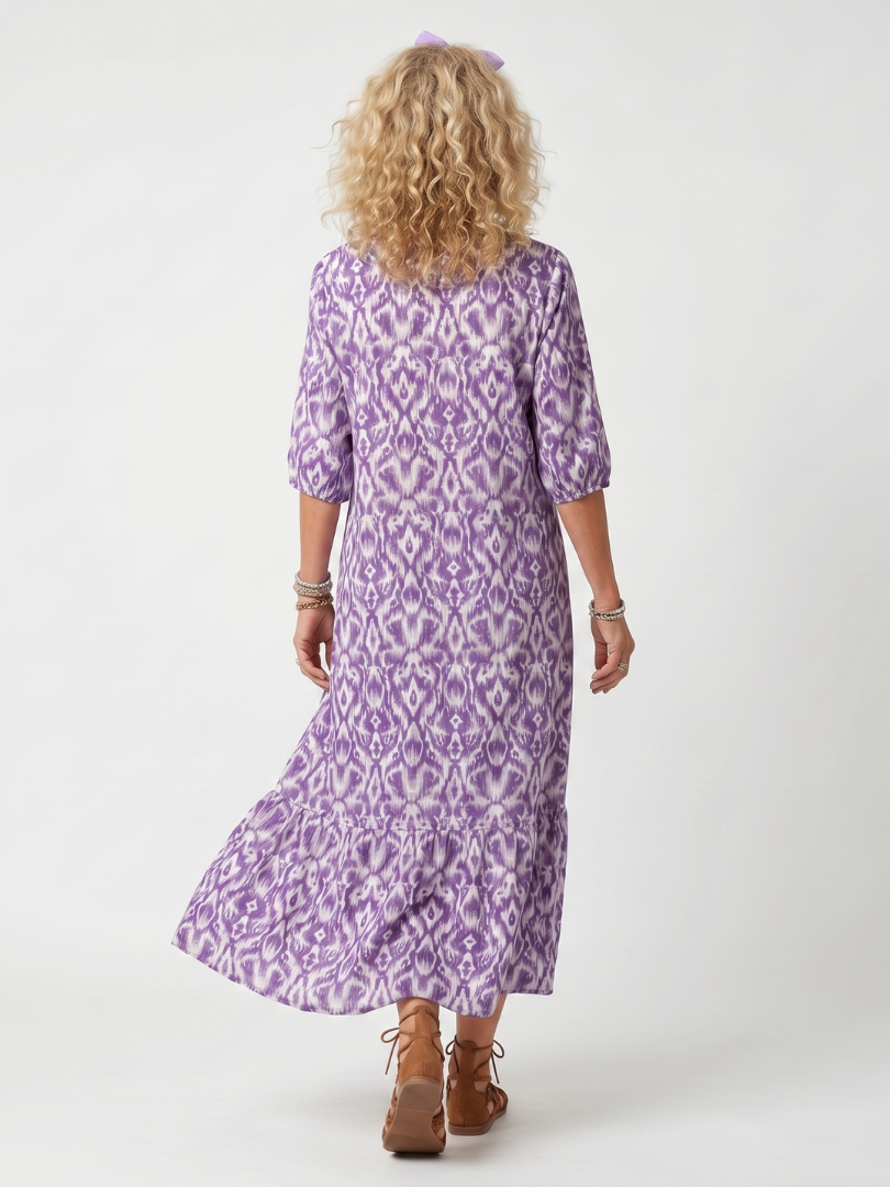 Penelope | Gedrukte Tassel Tie Midi Jurk