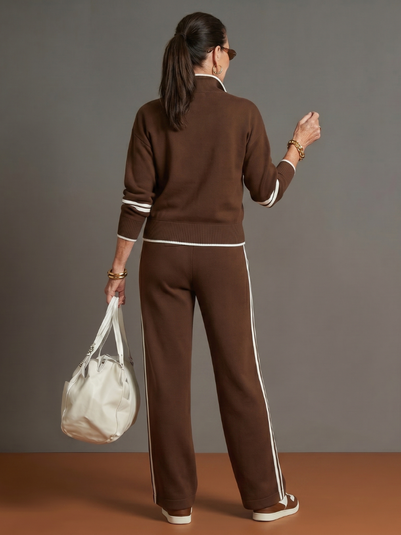 Regen | Zip Nek Lange Mouwen Zij Stripe Broek Set