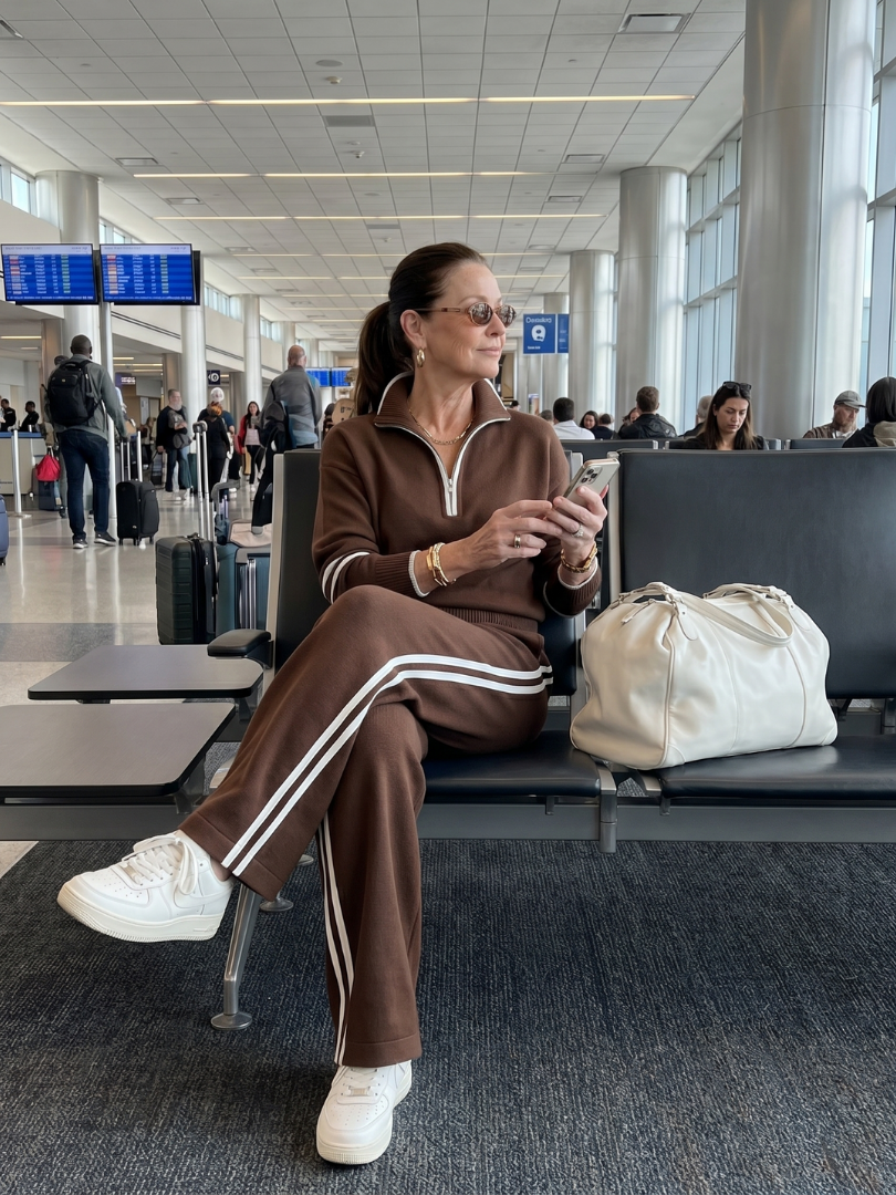 Regen | Zip Nek Lange Mouwen Zij Stripe Broek Set