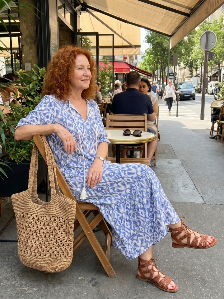 Ottoline | Midi-jurk met franjes en strikdetail