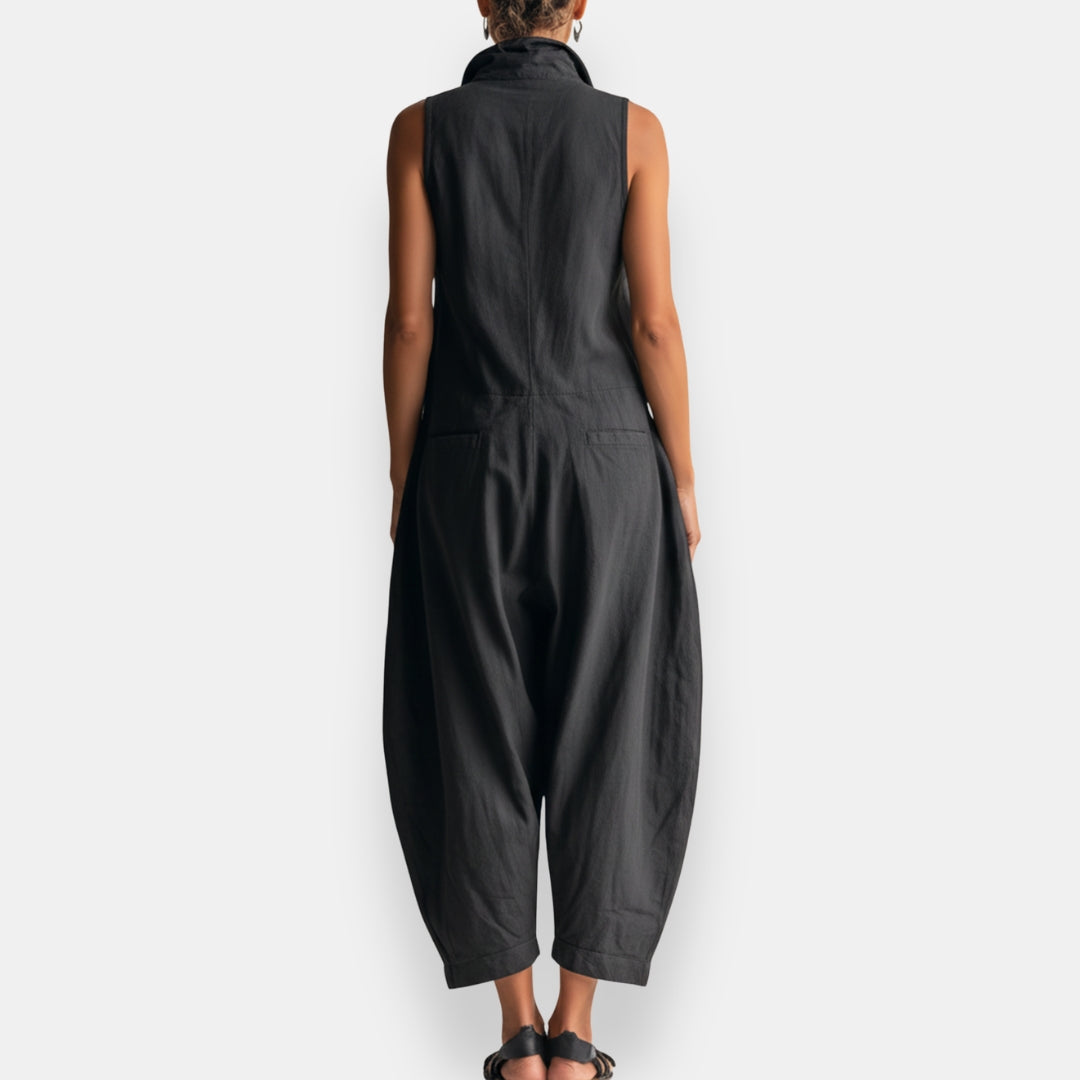 RYKER | Mouwloze Cargo Jumpsuit met Kraag en Flapzakken