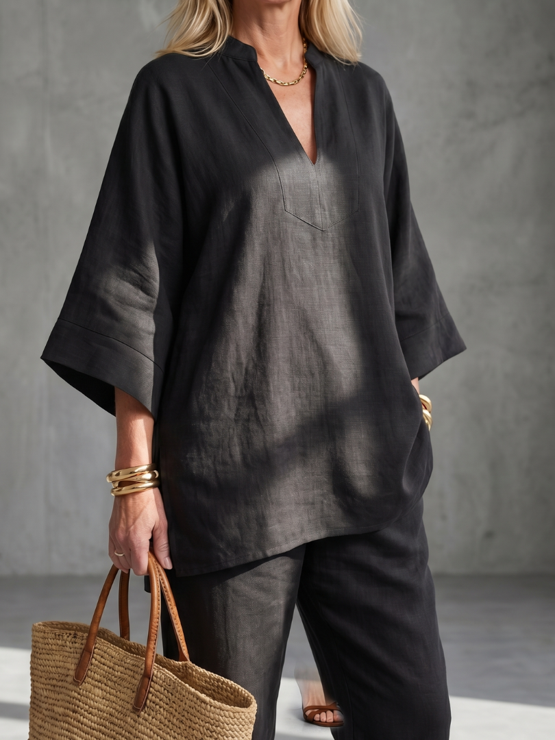 Georgiana | V-hals Tuniek Met Gathered Broek Set