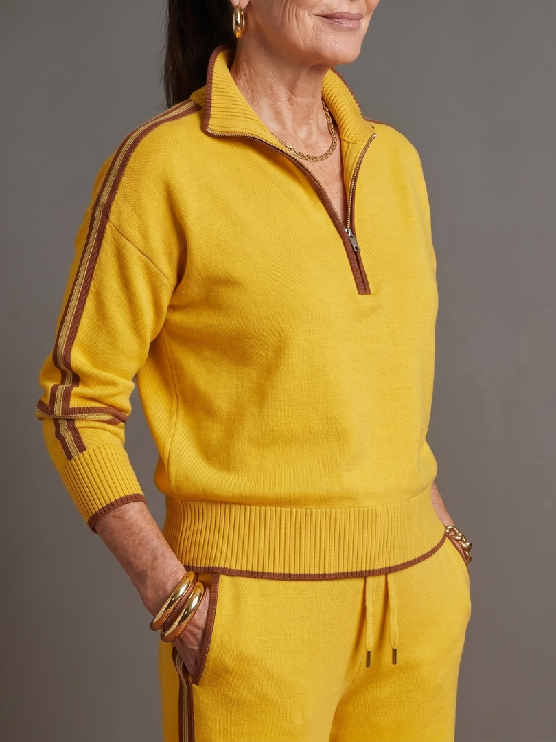 Regen | Zip Nek Lange Mouwen Zij Stripe Broek Set
