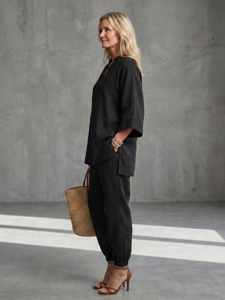 Georgiana | V-hals Tuniek Met Gathered Broek Set