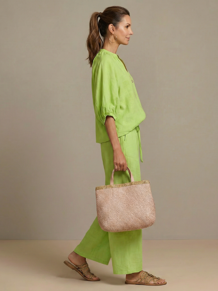 Natalia | Blouse met Rits en Brede Pijpen Set
