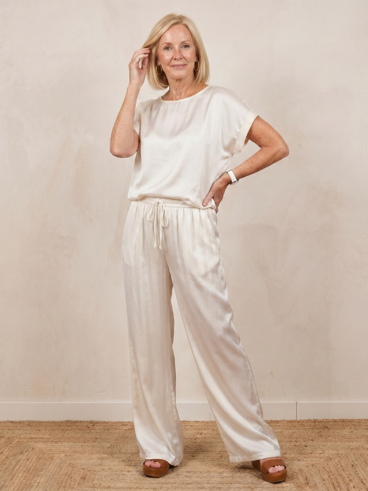 Shiloh | Korte Mouw Touwsluiting Taille Broek Set
