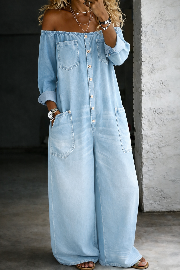 Elena | Off Shoulder Lange Mouwen Jumpsuit