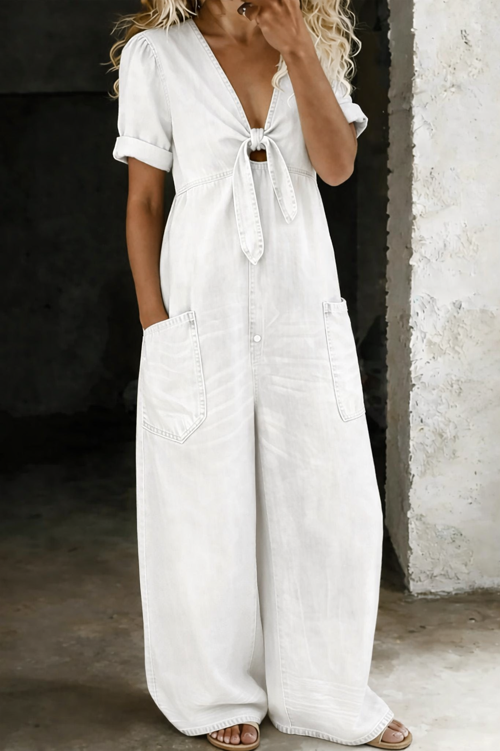 Maya | V-hals Korte Mouw Jumpsuit