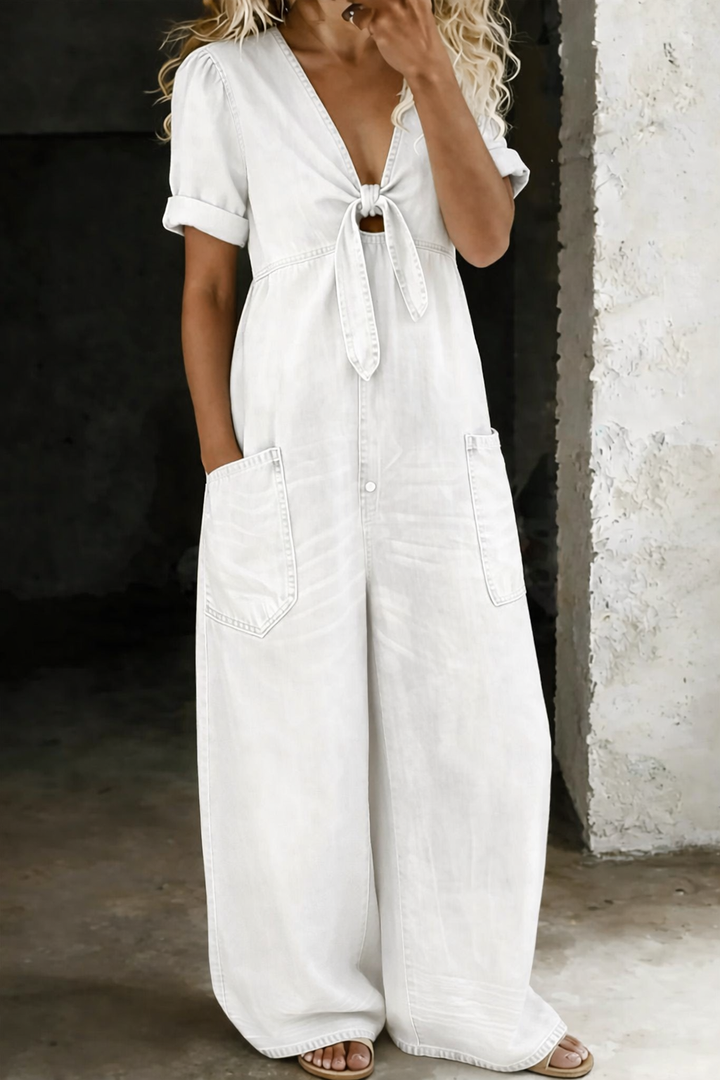 Maya | V-hals Korte Mouw Jumpsuit