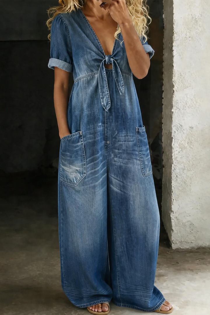 Maya | V-hals Korte Mouw Jumpsuit