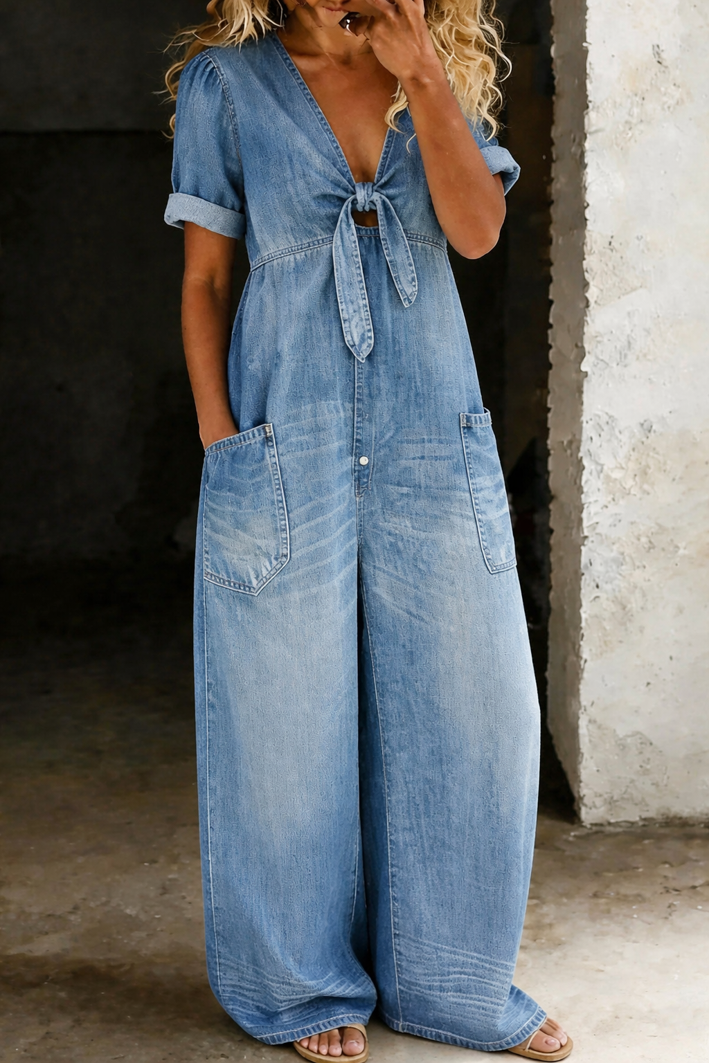 Maya | V-hals Korte Mouw Jumpsuit