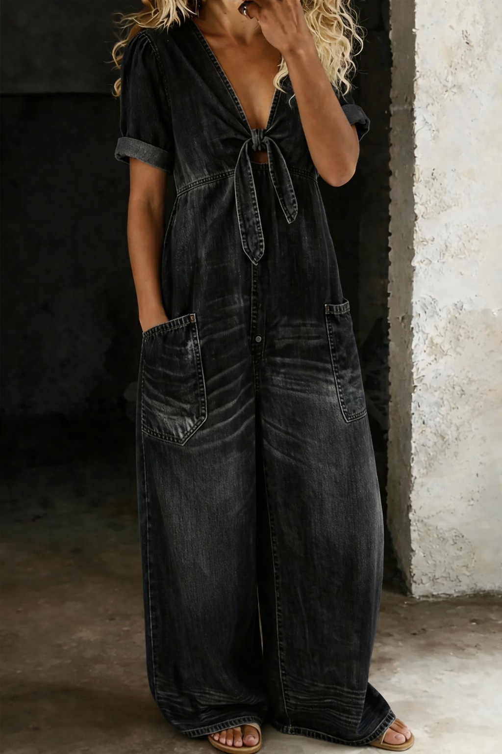 Maya | V-hals Korte Mouw Jumpsuit