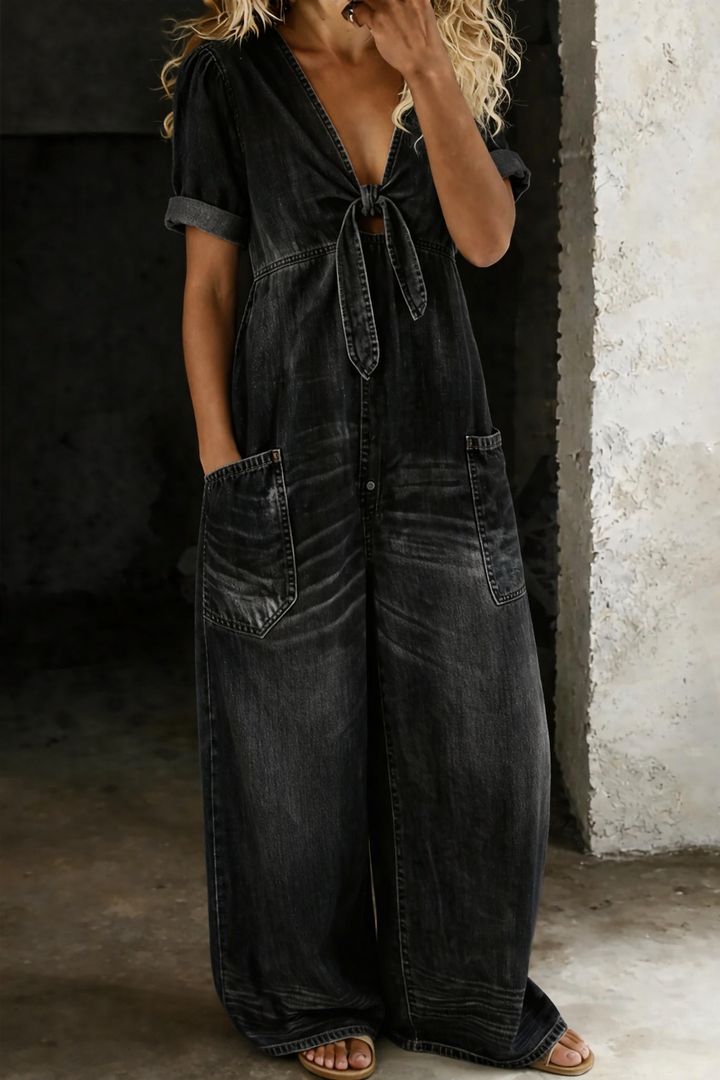 Maya | V-hals Korte Mouw Jumpsuit