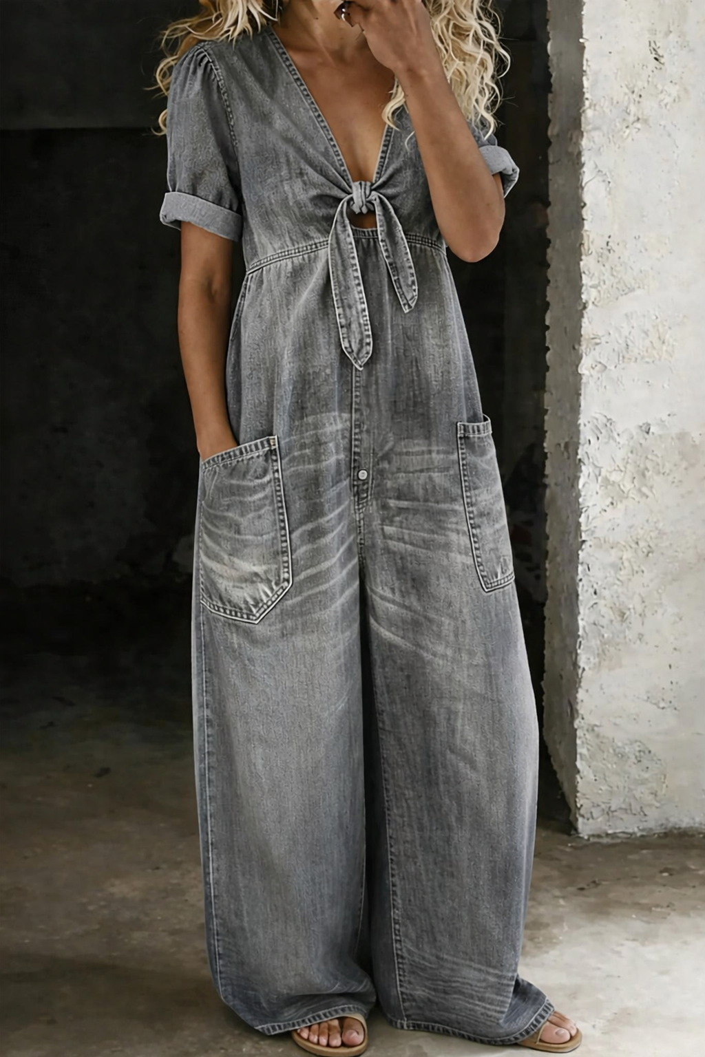 Maya | V-hals Korte Mouw Jumpsuit