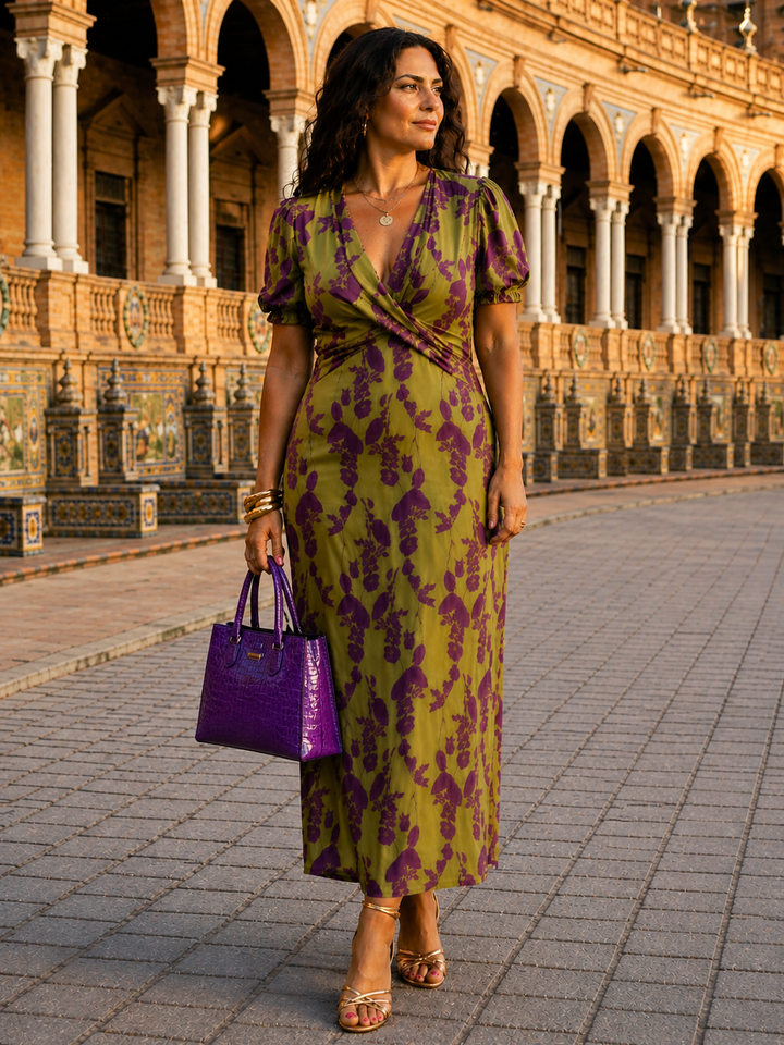 Maxi jurk met bloemenprint en vloeiende val