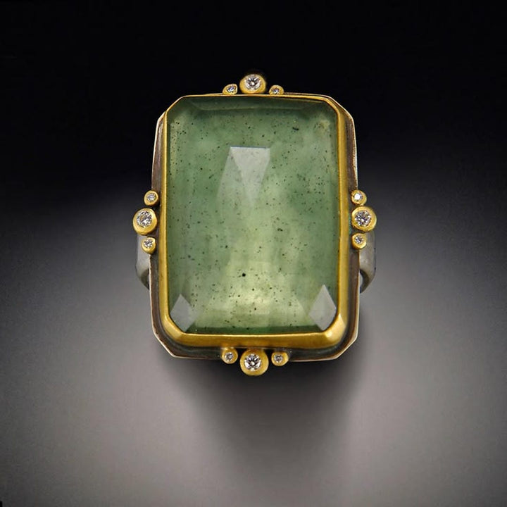 Franse Retro Vierkante Kristallen Ring