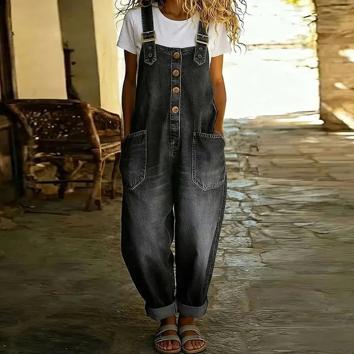 Saylor | Vintage Zachte Denim-Look Overalls met Verstelbare Bandjes