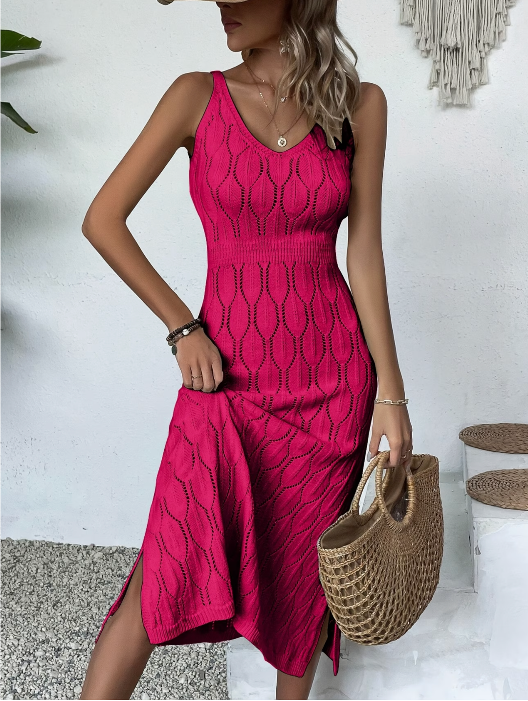 Aletta | Mouwloze Lange Jurk met Cape Stijl