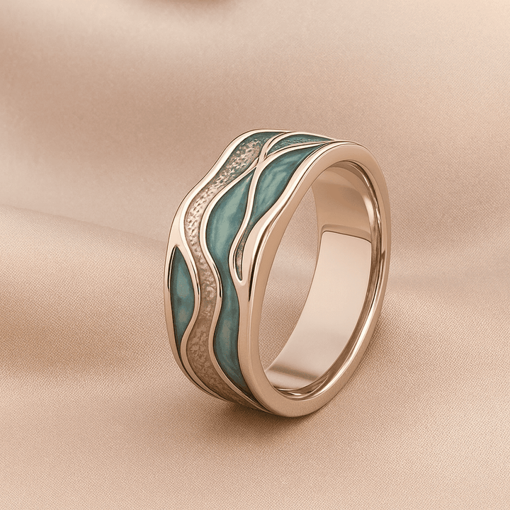 Turquoise Ocean Wave Zilveren Ring