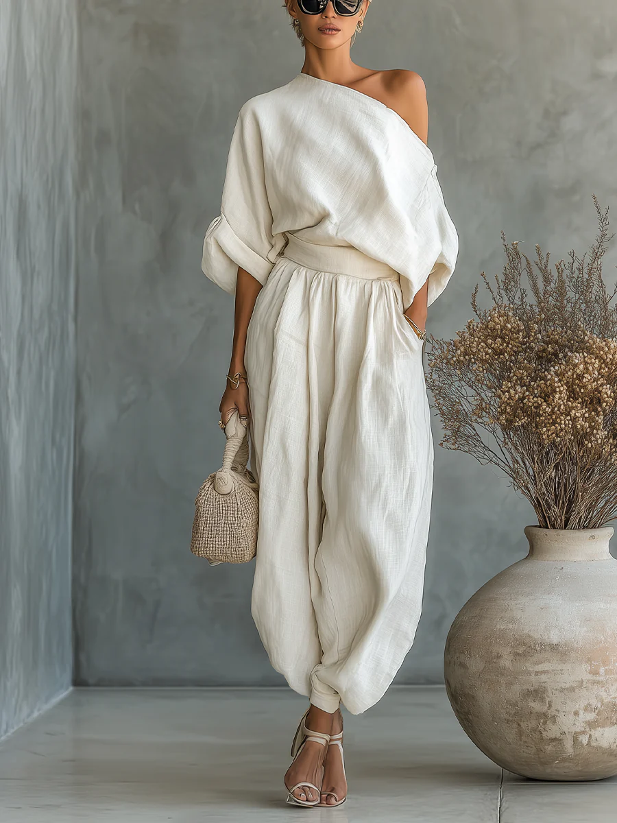 Eleonora | Elegante Eén-Schouder Twee-Delige Set