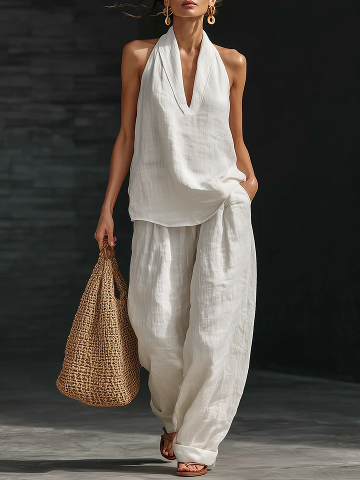Carlotta — Elegante mouwloze set met brede broek