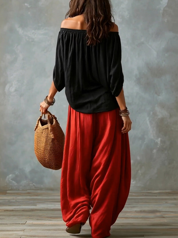 Off-Shoulder Top & Lantaarnbroek Set