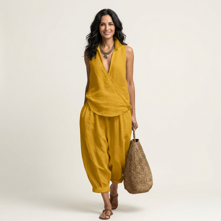 Twiila | Wrap-Top & Brede Pantalon Set