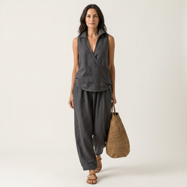 Twiila | Wrap-Top & Brede Pantalon Set