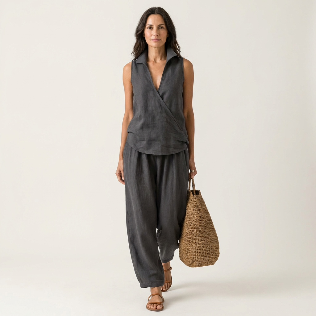 Twiila | Wrap-Top & Brede Pantalon Set